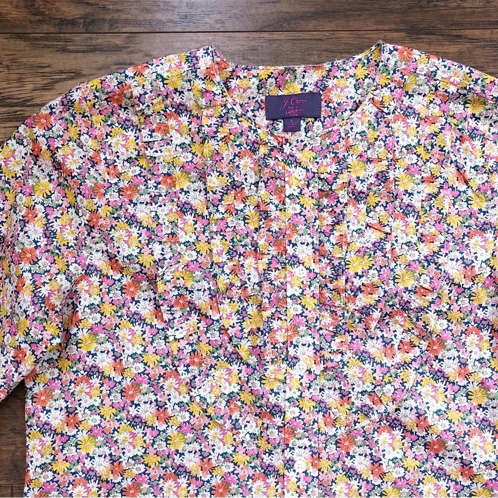 Floral Ruffle-Trim Button-Down Blouse - Pink Multi - Picture 4 of 15